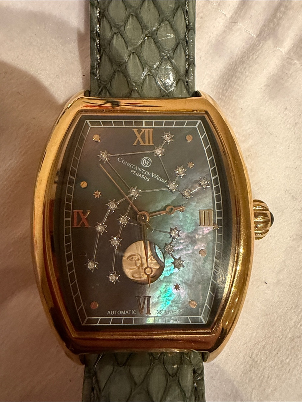 Constantin Weisz Pegasus Automatic Moonphase Watch - Black Mother-of-Pearl Dial